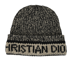 Christian Dior Logo Beanie, Wool/Cashmere, Black/Beige, B, 3*